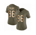 Women Nike Dallas Cowboys #96 Maliek Collins Limited Olive Gold 2017 Salute to Service NFL Jersey