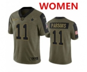 Women's Dallas Cowboys #11 Micah Parsons Olive 2021 Salute To Service Limited Stitched Jersey