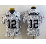 Women's Dallas Cowboys #12 Roger Staubach 2024 F.U.S.E Arctic Camo Salute To Service Limited Stitched Football Jersey