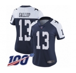 Women's Dallas Cowboys #13 Michael Gallup Navy Blue Throwback Alternate Vapor Untouchable Limited Player 100th Season Football Jersey