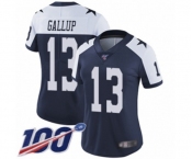 Women's Dallas Cowboys #13 Michael Gallup Navy Blue Throwback Alternate Vapor Untouchable Limited Player 100th Season Football Jersey