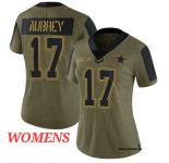 Women's Dallas Cowboys  #17 Brandon Aubrey Olive Salute To Service Limited Stitched Jersey