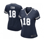 Women's Dallas Cowboys #18 Randall Cobb Game Navy Blue Team Color Football Jersey