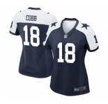 Women's Dallas Cowboys #18 Randall Cobb Game Navy Blue Throwback Alternate Football Jersey