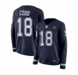 Women's Dallas Cowboys #18 Randall Cobb Limited Navy Blue Therma Long Sleeve Football Jersey