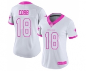 Women's Dallas Cowboys #18 Randall Cobb Limited White Pink Rush Fashion Football Jersey