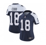 Women's Dallas Cowboys #18 Randall Cobb Navy Blue Throwback Alternate Vapor Untouchable Limited Player Football Jersey
