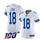 Women's Dallas Cowboys #18 Randall Cobb White Vapor Untouchable Limited Player 100th Season Football Jersey