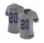 Women's Dallas Cowboys #20 Tony Pollard Limited Gray Inverted Legend Football Jersey