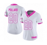 Women's Dallas Cowboys #20 Tony Pollard Limited White Pink Rush Fashion Football Jersey