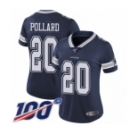 Women's Dallas Cowboys #20 Tony Pollard Navy Blue Team Color Vapor Untouchable Limited Player 100th Season Football Jersey