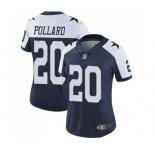 Women's Dallas Cowboys #20 Tony Pollard Navy Blue Thanksgiving Vapor Untouchable Limited Throwback Jersey