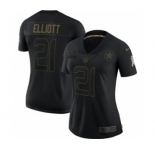 Women's Dallas Cowboys ##21 Ezekiel Elliott 2020 Salute To Service Limited Football Jersey Black