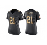 Women's Dallas Cowboys #21 Ezekiel Elliott Anthracite Gold Special Edition Salute to Service Jersey