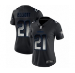 Women's Dallas Cowboys #21 Ezekiel Elliott Black Smoke Fashion Limited Football Jersey