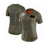 Women's Dallas Cowboys #21 Ezekiel Elliott Limited Camo 2019 Salute to Service Football Jersey