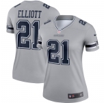 Women's Dallas Cowboys #21 Ezekiel Elliott Limited Gray Inverted Legend Football Jersey