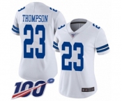 Women's Dallas Cowboys #23 Darian Thompson White Vapor Untouchable Limited Player 100th Season Football Jersey
