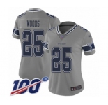 Women's Dallas Cowboys #25 Xavier Woods Limited Gray Inverted Legend 100th Season Football Jersey
