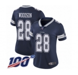 Women's Dallas Cowboys #28 Darren Woodson Navy Blue Team Color Vapor Untouchable Limited Player 100th Season Football Jersey