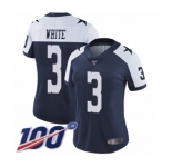 Women's Dallas Cowboys #3 Mike White Navy Blue Throwback Alternate Vapor Untouchable Limited Player 100th Season Football Jersey