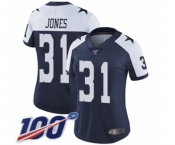 Women's Dallas Cowboys #31 Byron Jones Navy Blue Throwback Alternate Vapor Untouchable Limited Player 100th Season Football Jersey