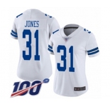 Women's Dallas Cowboys #31 Byron Jones White Vapor Untouchable Limited Player 100th Season Football Jersey