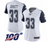Women's Dallas Cowboys #33 Tony Dorsett Limited White Rush Vapor Untouchable 100th Season Football Jersey