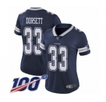 Women's Dallas Cowboys #33 Tony Dorsett Navy Blue Team Color Vapor Untouchable Limited Player 100th Season Football Jersey