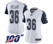 Women's Dallas Cowboys #36 Tony Pollard Limited White Rush Vapor Untouchable 100th Season Football Jersey