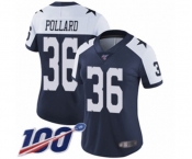 Women's Dallas Cowboys #36 Tony Pollard Navy Blue Throwback Alternate Vapor Untouchable Limited Player 100th Season Football Jersey