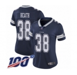Women's Dallas Cowboys #38 Jeff Heath Navy Blue Team Color Vapor Untouchable Limited Player 100th Season Football Jersey