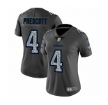 Women's Dallas Cowboys #4 Dak Prescott Gray Static Fashion Limited Football Jersey
