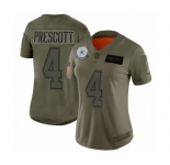 Women's Dallas Cowboys #4 Dak Prescott Limited Camo 2019 Salute to Service Football Jersey