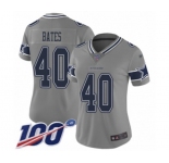 Women's Dallas Cowboys #40 Bill Bates Limited Gray Inverted Legend 100th Season Football Jersey