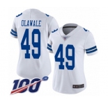 Women's Dallas Cowboys #49 Jamize Olawale White Vapor Untouchable Limited Player 100th Season Football Jersey
