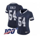 Women's Dallas Cowboys #54 Chuck Howley Navy Blue Team Color Vapor Untouchable Limited Player 100th Season Football Jersey