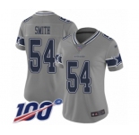 Women's Dallas Cowboys #54 Jaylon Smith Limited Gray Inverted Legend 100th Season Football Jersey