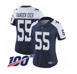 Women's Dallas Cowboys #55 Leighton Vander Esch Navy Blue Throwback Alternate Vapor Untouchable Limited Player 100th Season Football Jersey