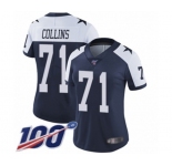Women's Dallas Cowboys #71 La'el Collins Navy Blue Throwback Alternate Vapor Untouchable Limited Player 100th Season Football Jersey