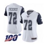Women's Dallas Cowboys #72 Travis Frederick Limited White Rush Vapor Untouchable 100th Season Football Jersey