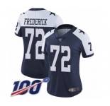 Women's Dallas Cowboys #72 Travis Frederick Navy Blue Throwback Alternate Vapor Untouchable Limited Player 100th Season Football Jersey