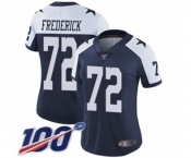 Women's Dallas Cowboys #72 Travis Frederick Navy Blue Throwback Alternate Vapor Untouchable Limited Player 100th Season Football Jersey