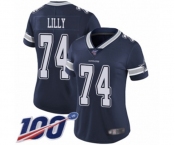 Women's Dallas Cowboys #74 Bob Lilly Navy Blue Team Color Vapor Untouchable Limited Player 100th Season Football Jersey