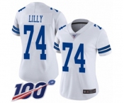 Women's Dallas Cowboys #74 Bob Lilly White Vapor Untouchable Limited Player 100th Season Football Jersey