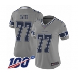 Women's Dallas Cowboys #77 Tyron Smith Limited Gray Inverted Legend 100th Season Football Jersey