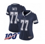 Women's Dallas Cowboys #77 Tyron Smith Navy Blue Team Color Vapor Untouchable Limited Player 100th Season Football Jersey