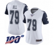 Women's Dallas Cowboys #79 Trysten Hill Limited White Rush Vapor Untouchable 100th Season Football Jersey