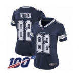 Women's Dallas Cowboys #82 Jason Witten Navy Blue Team Color Vapor Untouchable Limited Player 100th Season Football Jersey