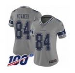 Women's Dallas Cowboys #84 Jay Novacek Limited Gray Inverted Legend 100th Season Football Jersey